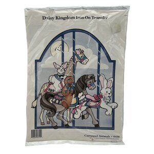 Vintage Daisy Kingdom Iron-On Transfer Carrousel Animals 6450